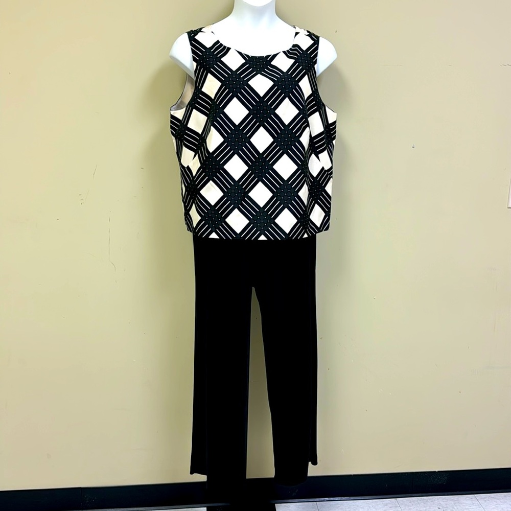 Talbots ivory and black silk top